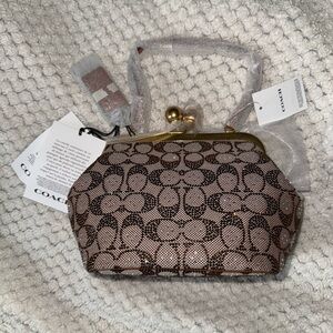 Coach Kisslock Frame Bag 16 in Crystal Signature Jacquard